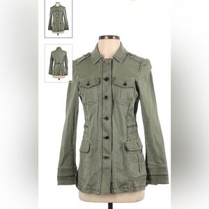 White House Black Market Military Mid-Length Jacket Green Size 14